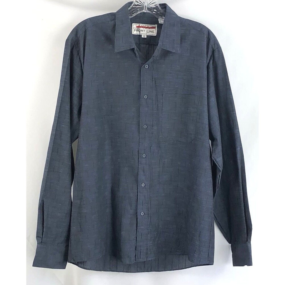 NWT JW front line Button Oxford Shirt 16/35 Blue geo Business Career Preppy